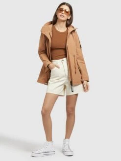 Khujo Vestes De Mi-saison Veste Mi-saison CAIMA Femme Beige -Khujo 01f5efb51634543f0f8570c760c3ec08