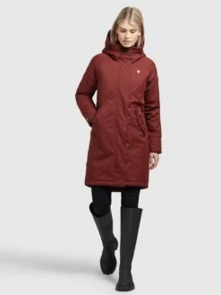 Khujo Parkas Parka Mi-saison Femme Rouge Rouille -Khujo 0ab47665528fbc0131f15e8c85504190