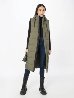 Khujo Vestes Sans Manches Gilet Tourin Femme Kaki -Khujo 120ff3938ba582a817f581d23d533d69