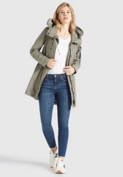 Khujo Parkas Parka Mi-saison CATHARINA Femme Kaki -Khujo 1af933a6f07783443acb19a4bbd2d271