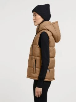 Khujo Vestes Sans Manches Gilet Eden Femme Noisette -Khujo 28d75dd54630500d5800cedf560a08ca