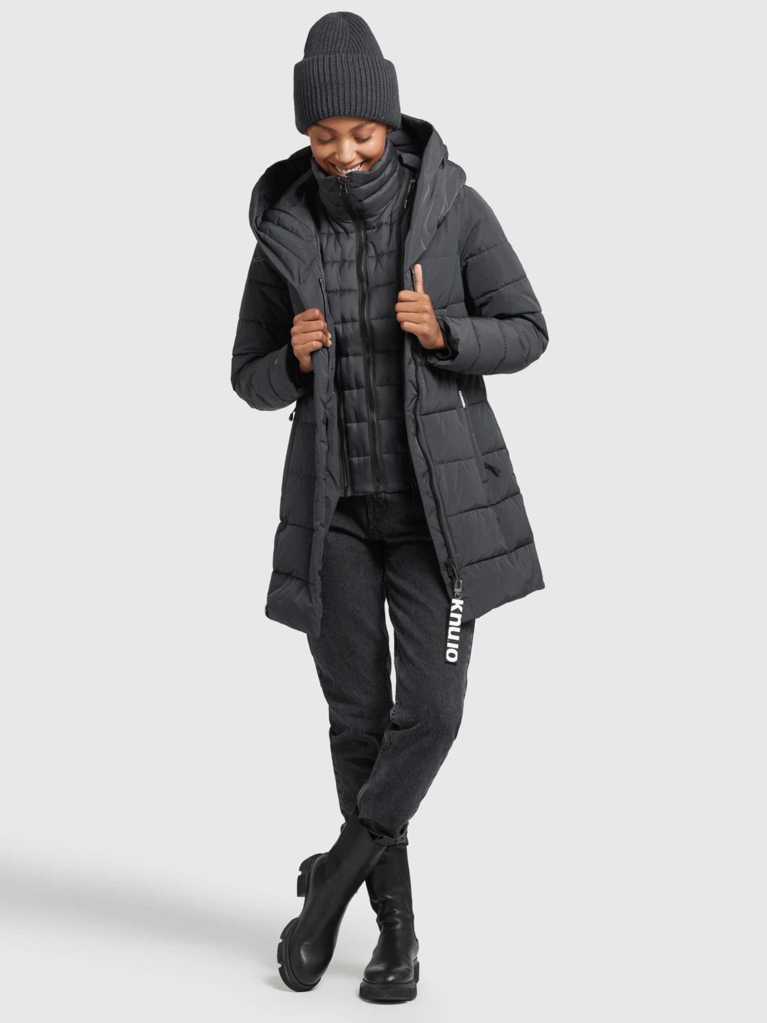 Khujo Manteaux Courts Manteau D’hiver Floyt Femme Gris Foncé 8 Khujo Manteaux Courts Manteau D’hiver Floyt Femme Gris Foncé - Image 6