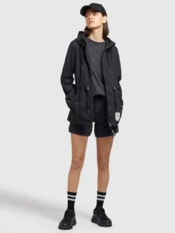 Khujo Vestes De Mi-saison Veste Mi-saison SESIA Femme Noir -Khujo 9d0b18510acaa5b564d56439819f0f30