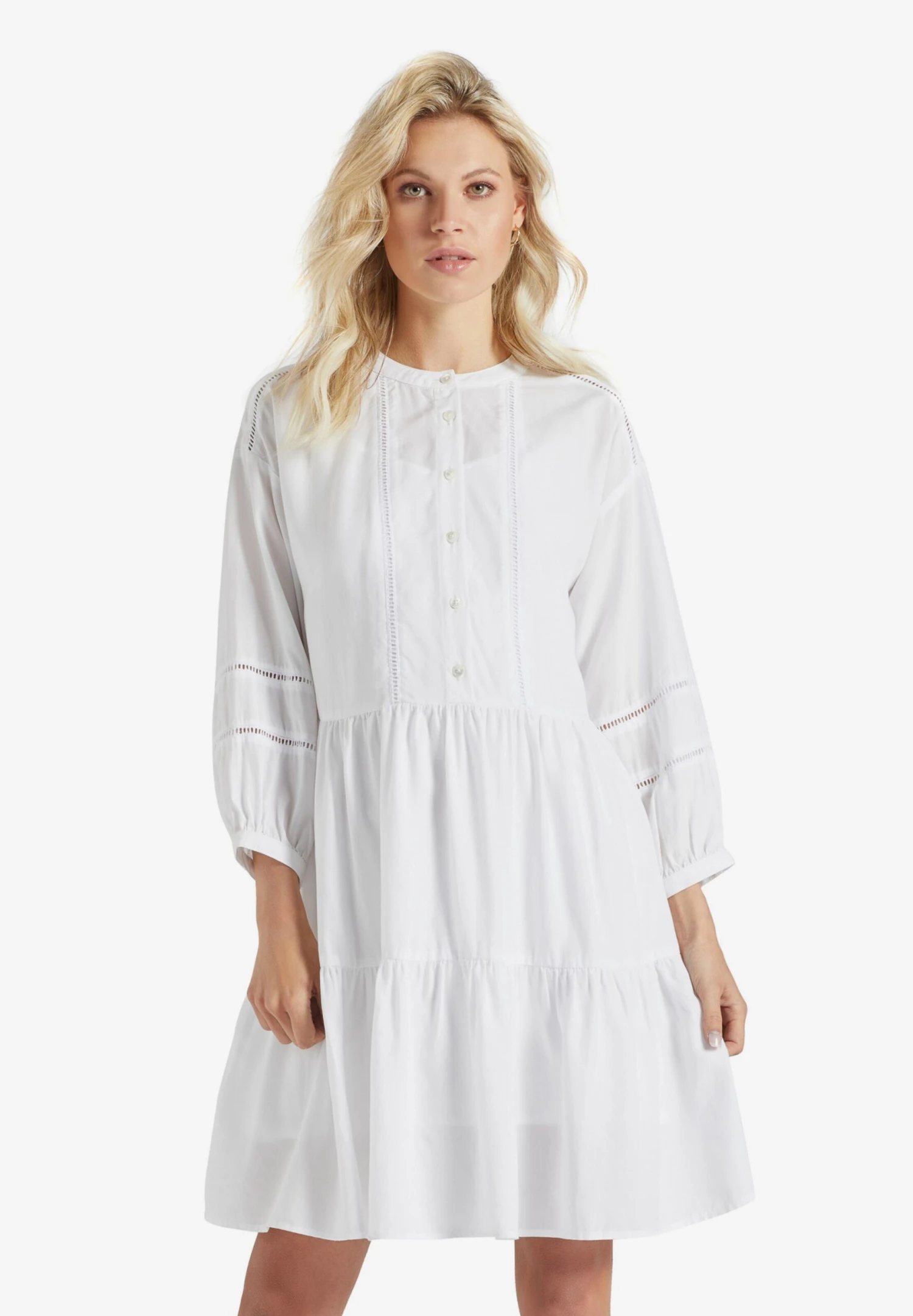 Khujo Robes Fluides Robe-chemise Crepes Femme Blanc 4 Khujo Robes Fluides Robe-chemise Crepes Femme Blanc - Image 2