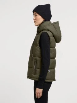 Khujo Vestes Sans Manches Gilet Eden Femme Kaki -Khujo a31c2ffd6d712dabbcffe8c55149fc74