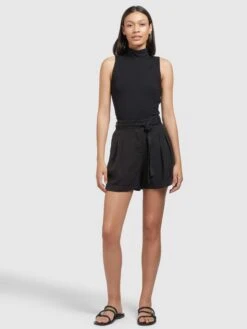 Khujo Shorts Loosefit Pantalon à Pince Elida Femme Noir -Khujo dbc721459c0fcaebdff626bfc9acd7b7