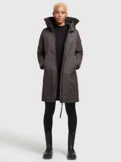 Khujo Manteaux De Mi-saison Manteau Mi-saison LISAD Femme Gris Foncé -Khujo e04aadab7e40341130996e569eb05252