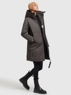 Khujo Manteaux De Mi-saison Manteau Mi-saison LISAD Femme Gris Foncé -Khujo e9cc25c2339f7e3960eb9a8c8fd467be