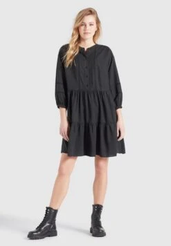 Khujo Robes Fluides Robe-chemise Crepes Femme Noir -Khujo eb065f9ee85f03763617ba09afc229a6